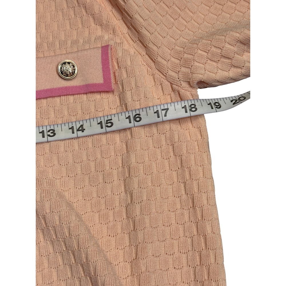 Nanette Lepore Peach Pink Knit Cardigan Short‎ Sleeve Preppy Work Office Chic S - Picture 10 of 10